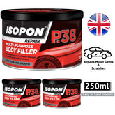 3X Isopon P38 Multi-Purpose Body Filler 250ml Body Filler